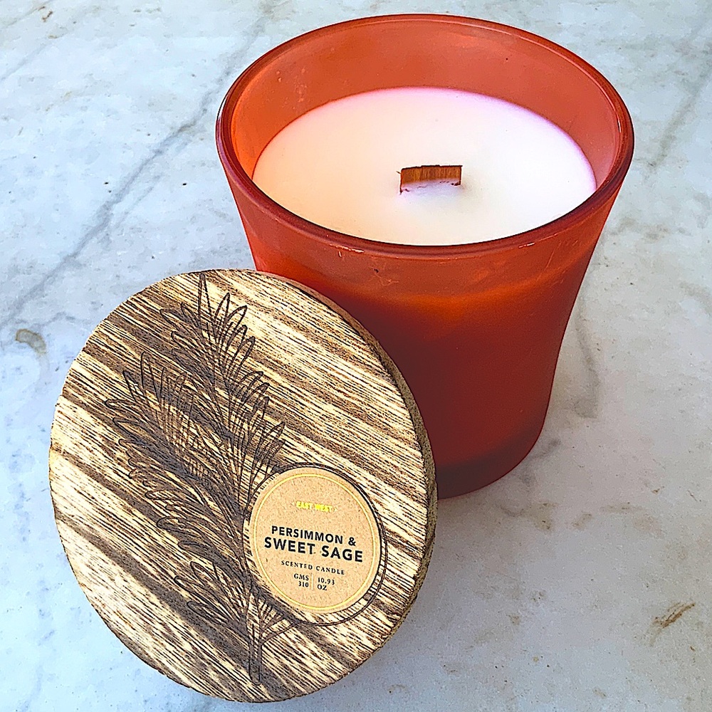 PERSIMMON & FRESH SAGE WOOD WICK SCENTED NEW EAST WEST 10.93 oz
